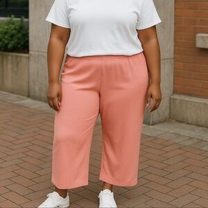 Issac Mizrah Live Peach Crop pants, Womens Plus Size 4X, scallop edge